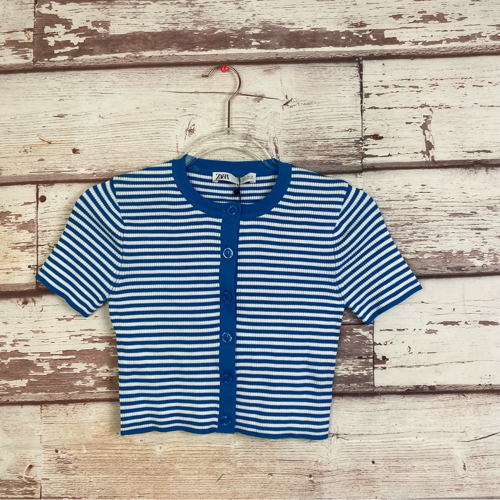 ZARA Knit Cropped Button Up Cardigan Sweater